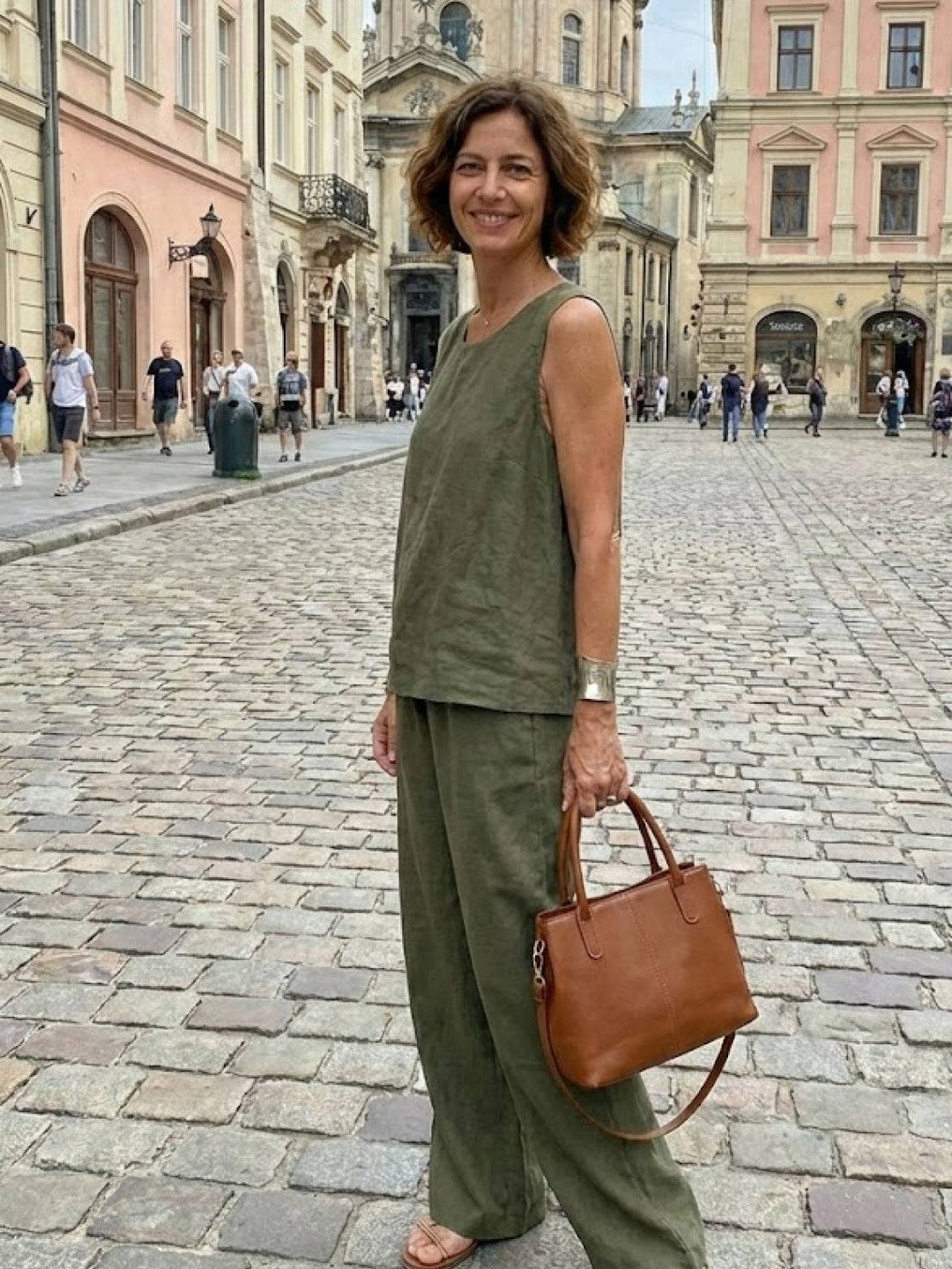 Conjunto de camiseta sin mangas y pantalones de pierna ancha