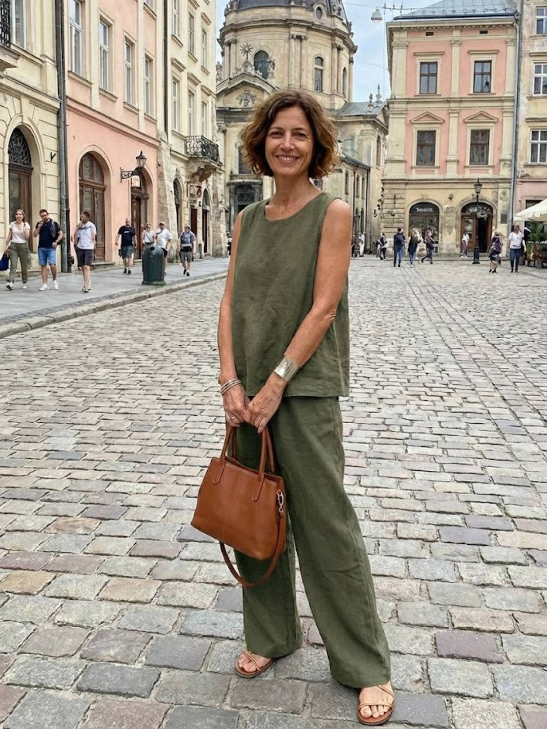 Conjunto de camiseta sin mangas y pantalones de pierna ancha