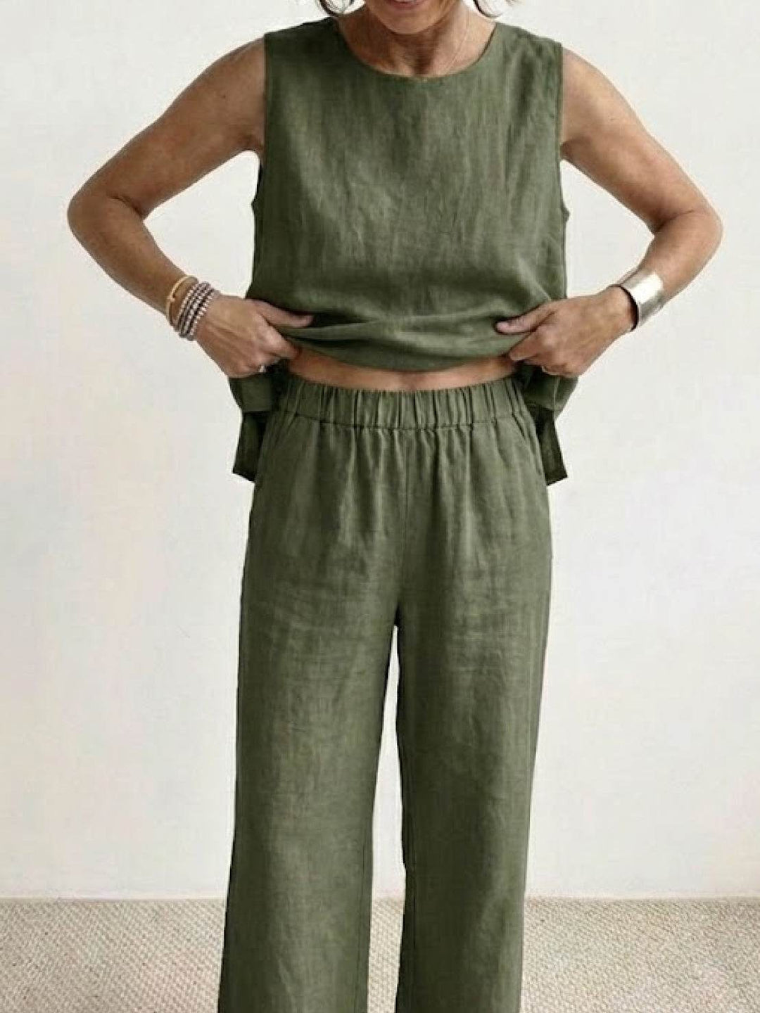 Conjunto de camiseta sin mangas y pantalones de pierna ancha