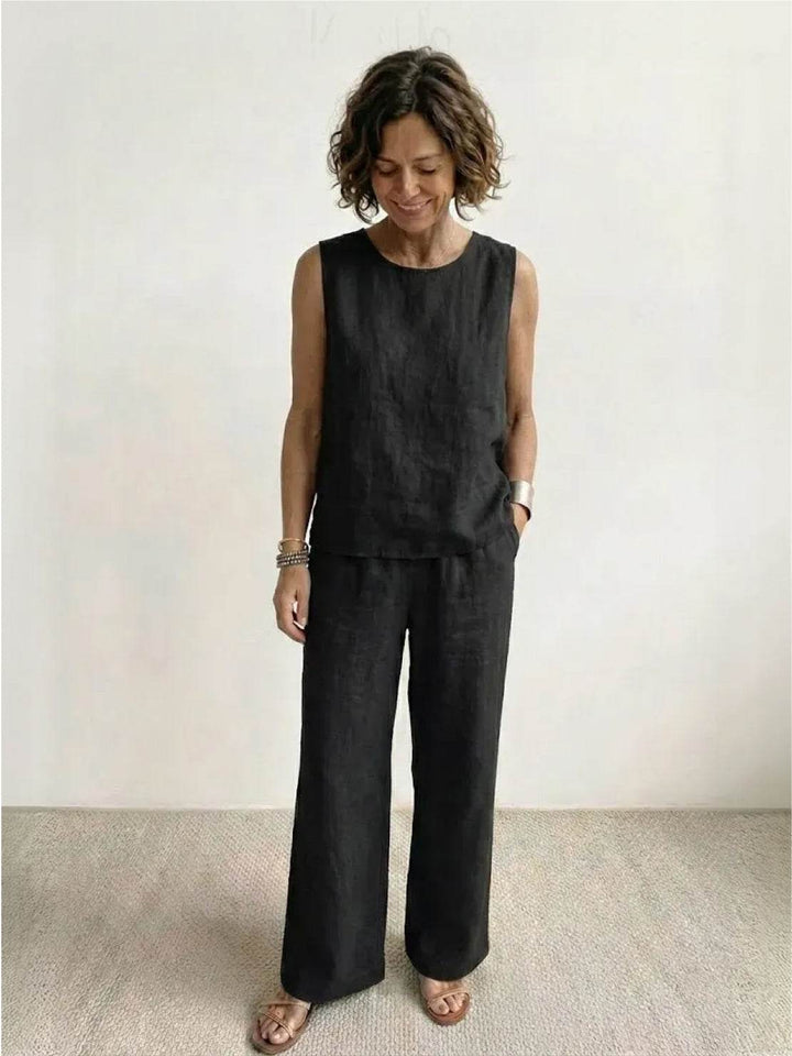 Conjunto de camiseta sin mangas y pantalones de pierna ancha