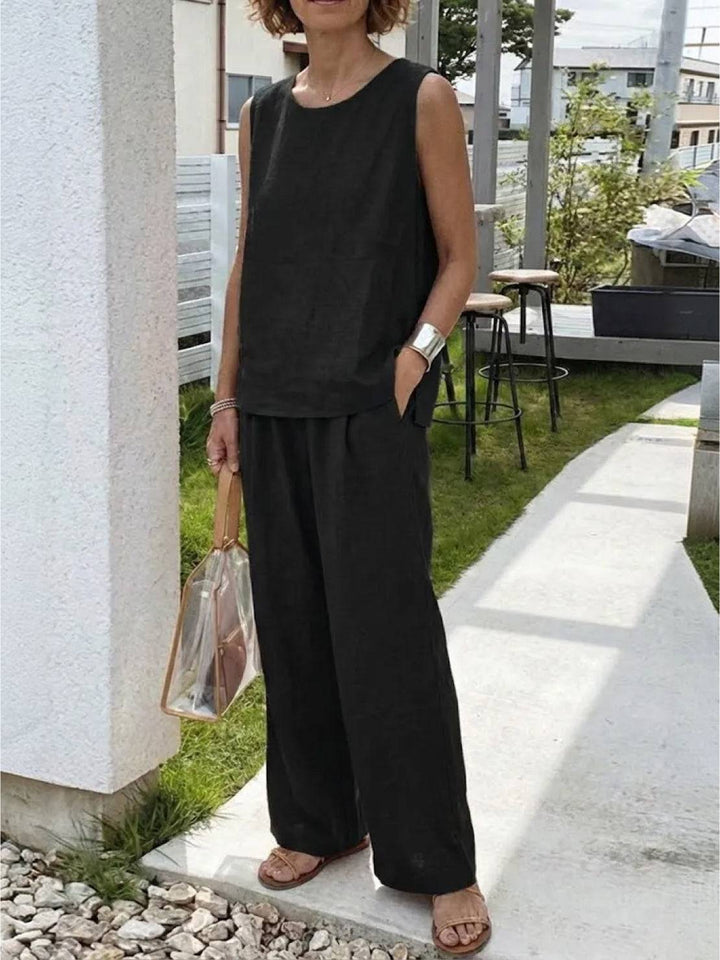 Conjunto de camiseta sin mangas y pantalones de pierna ancha