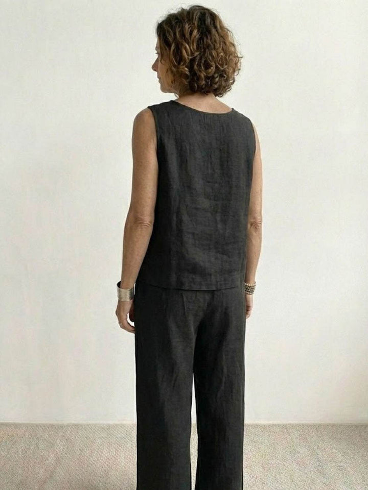 Conjunto de camiseta sin mangas y pantalones de pierna ancha