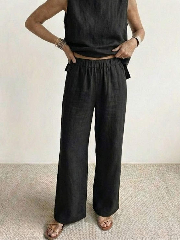 Conjunto de camiseta sin mangas y pantalones de pierna ancha