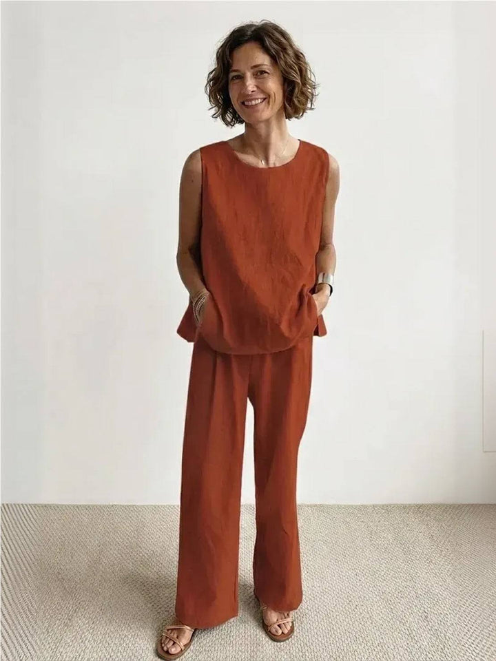 Conjunto de camiseta sin mangas y pantalones de pierna ancha