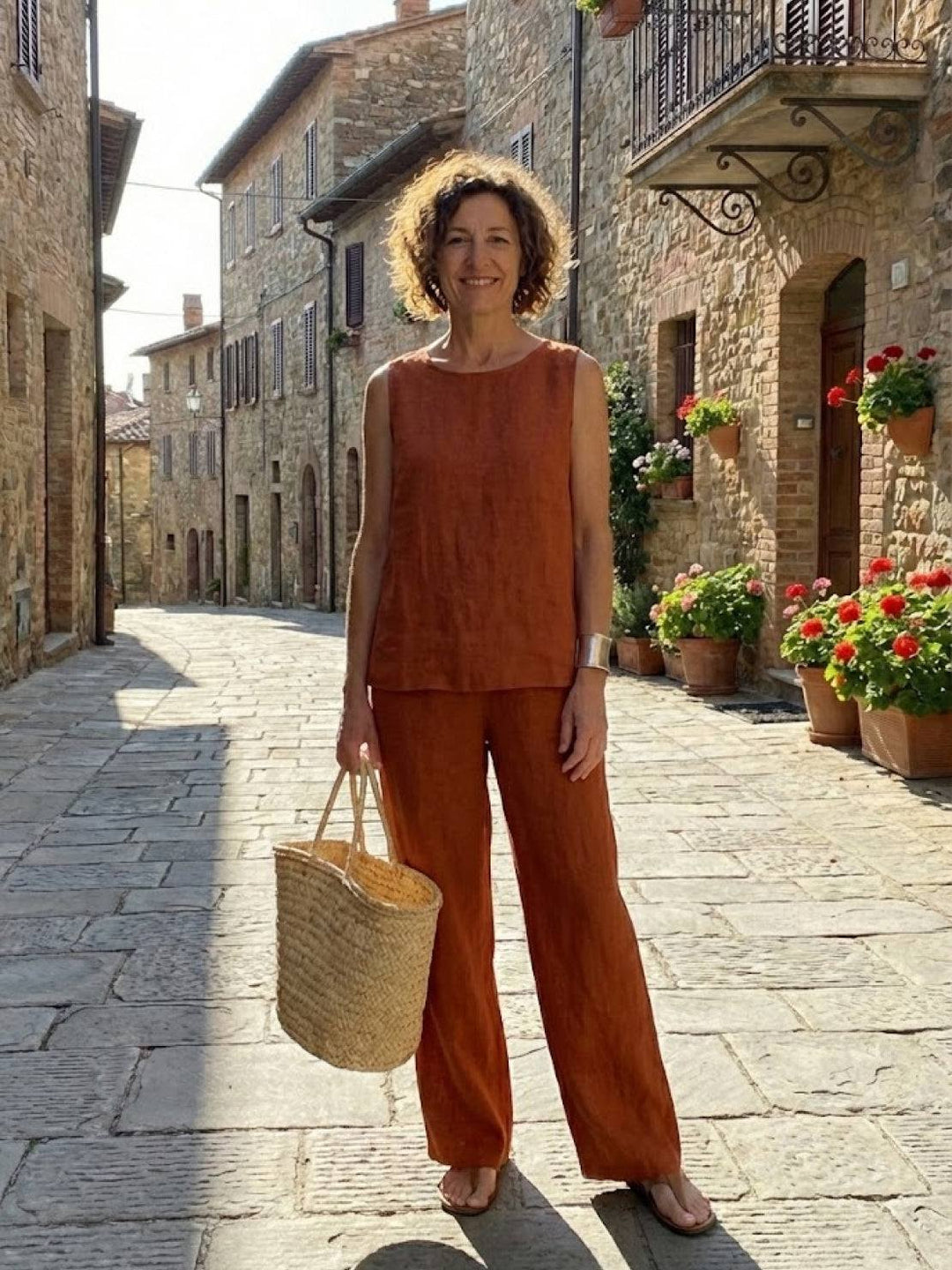 Conjunto de camiseta sin mangas y pantalones de pierna ancha