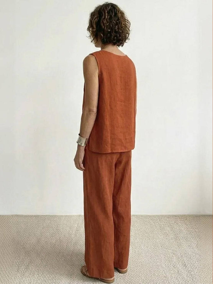 Conjunto de camiseta sin mangas y pantalones de pierna ancha