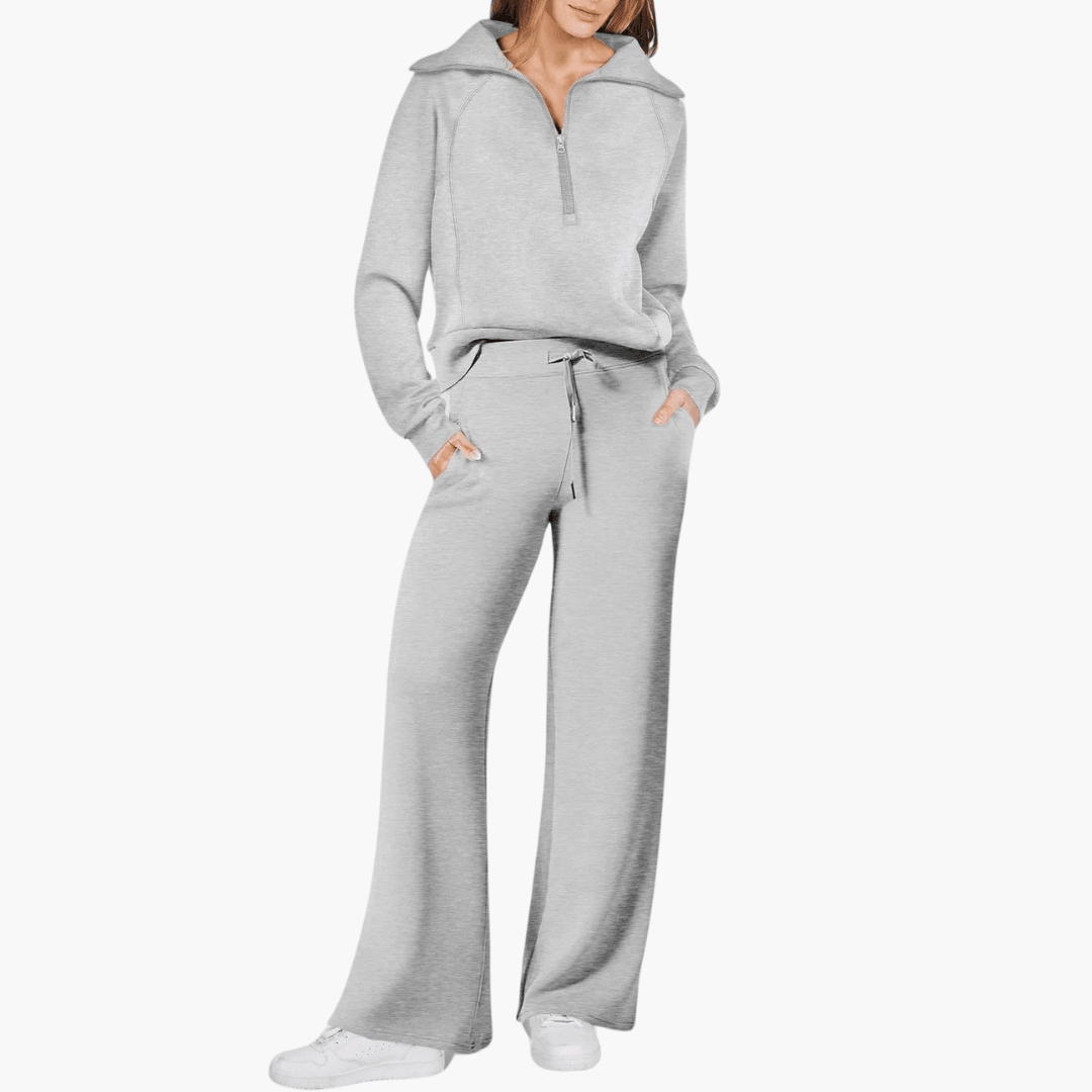 Zip-Up Hoodie Wide-Leg Lounge Set