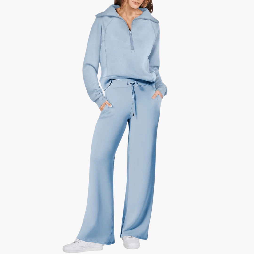 Zip-Up Hoodie Wide-Leg Lounge Set