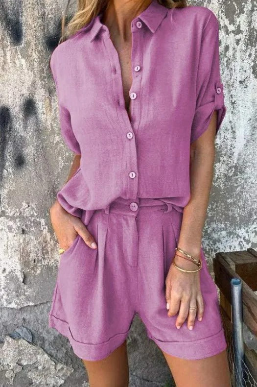 Conjunto de pantalones cortos y top frescos