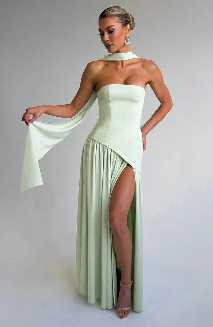 Women's Chic Event-Ready Asymmetric Maxi Wedding Guest Dress