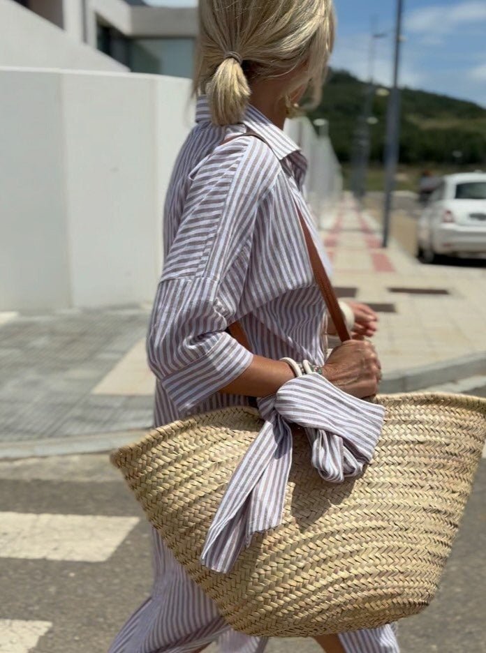 Women’s Classic Striped Button Down Occasion Everyday Shirt Dress