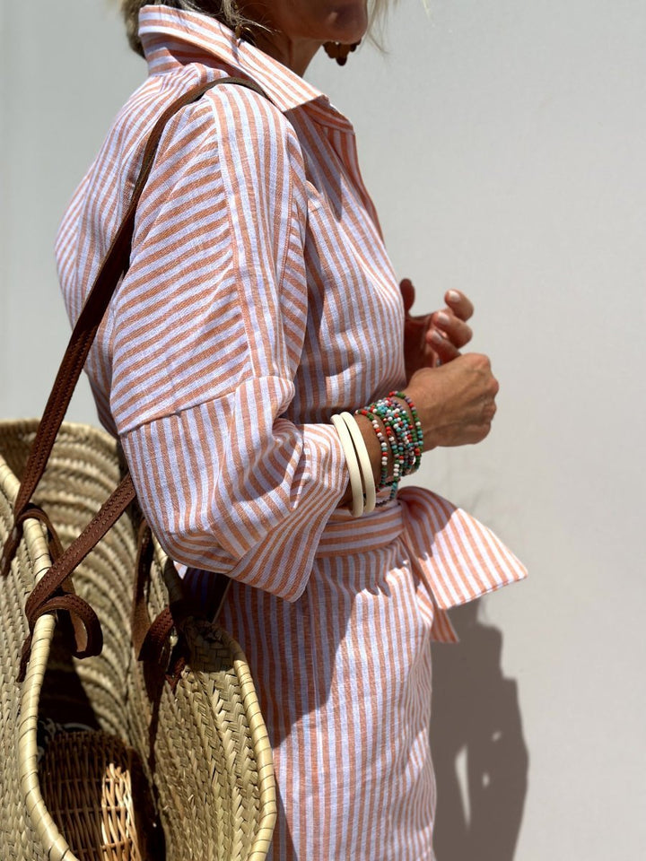 Women’s Classic Striped Button Down Occasion Everyday Shirt Dress