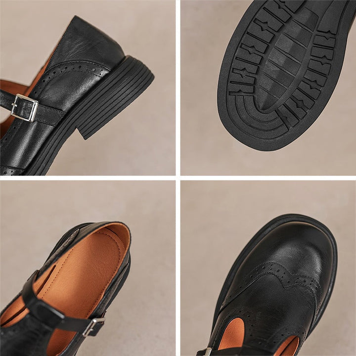 Tacones Mary Jane Brogue de cuero