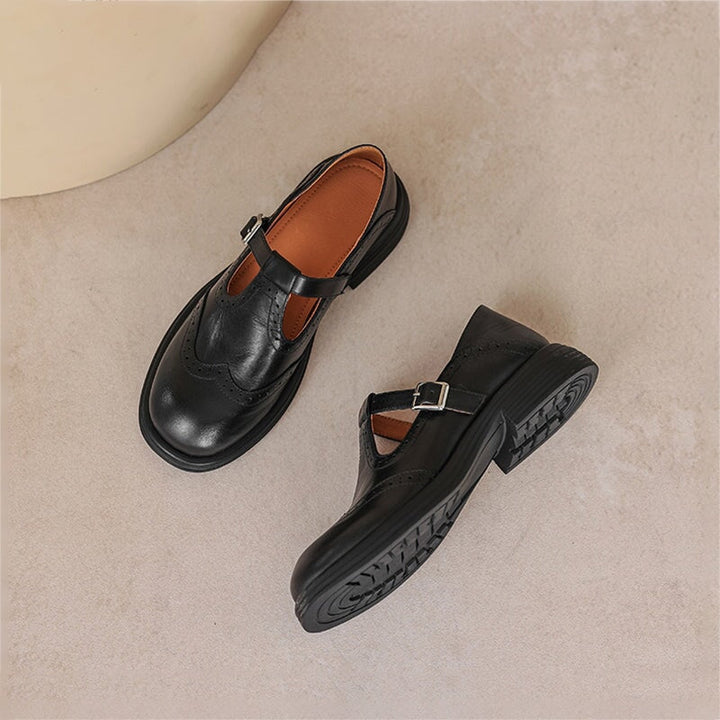 Tacones Mary Jane Brogue de cuero