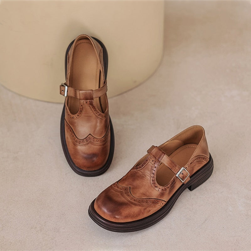 Tacones Mary Jane Brogue de cuero