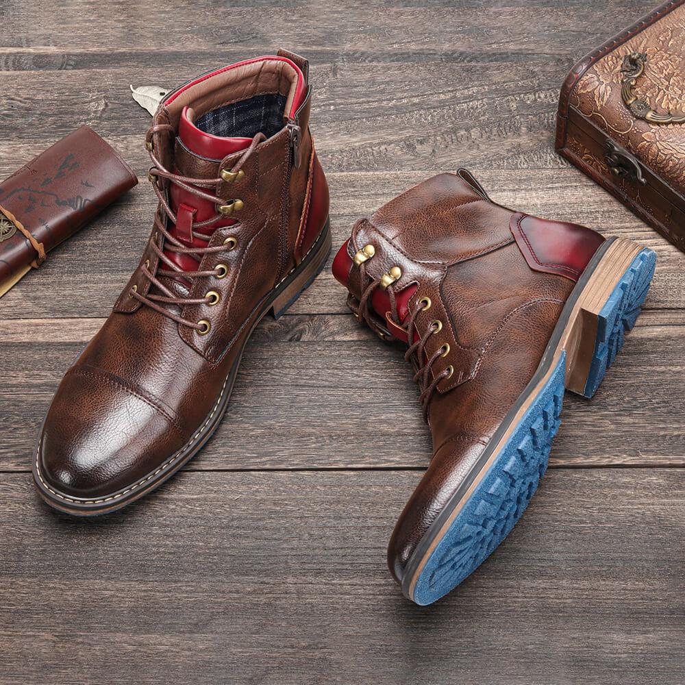 Rugged Outdoor Lace-up Zipper Ankle Men's Boots
