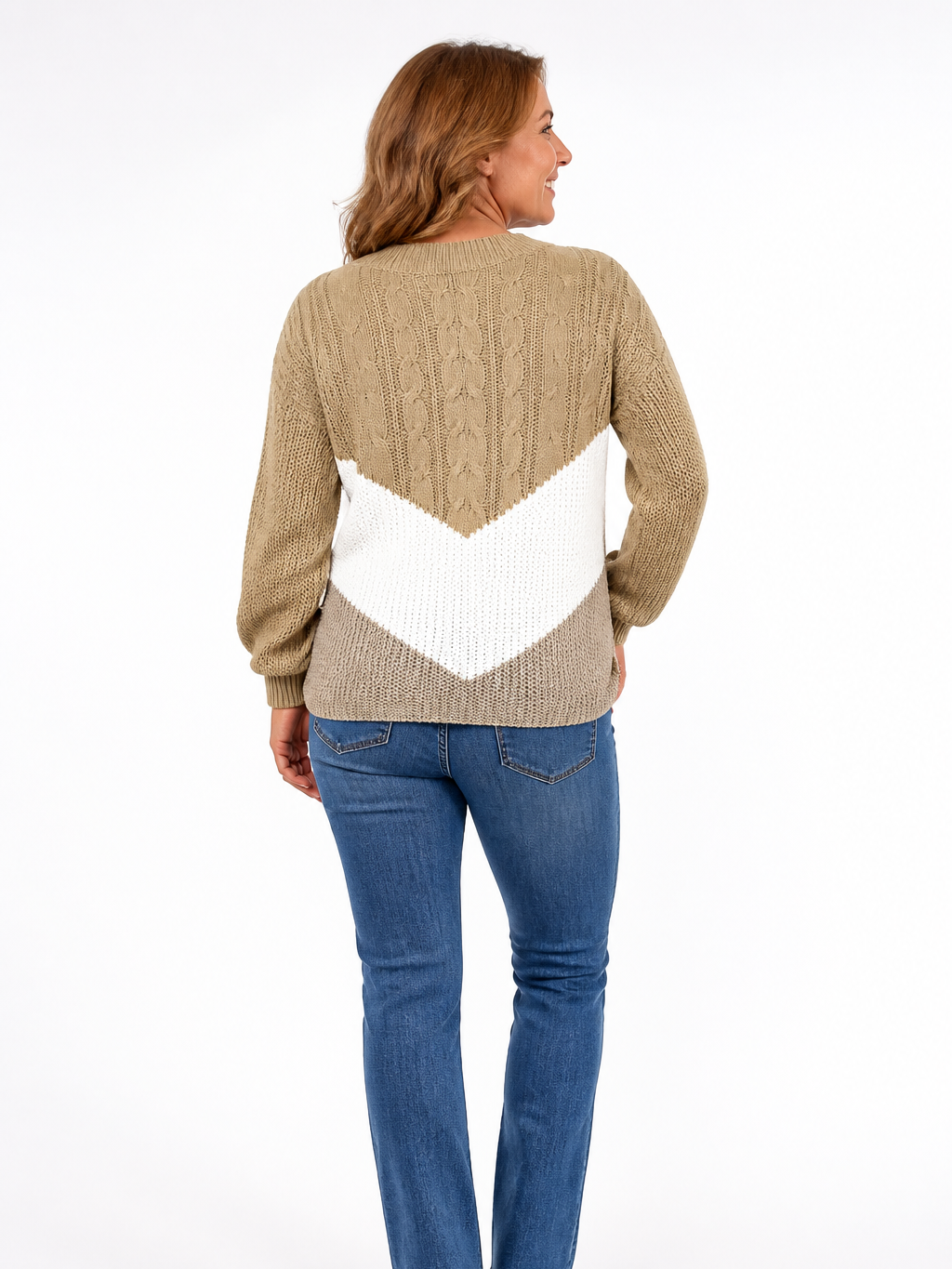 Women's Colour Block Round Neck Knit Sweater
