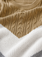 Women's Colour Block Round Neck Knit Sweater