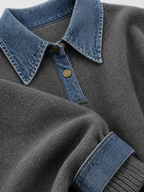 Women's Denim Patchwork Knit Sweater