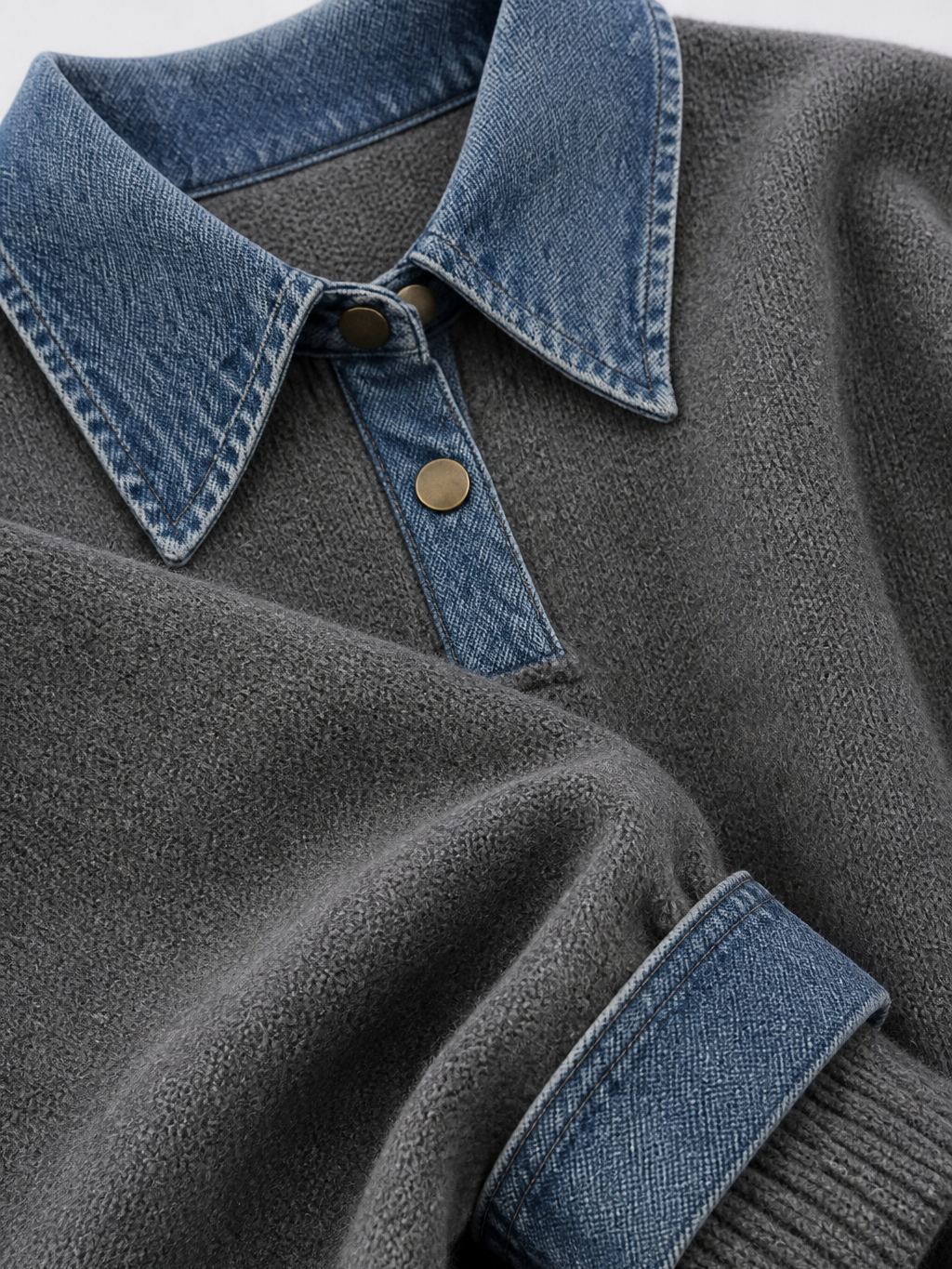 Women's Denim Patchwork Knit Sweater