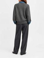 Women's Denim Patchwork Knit Sweater