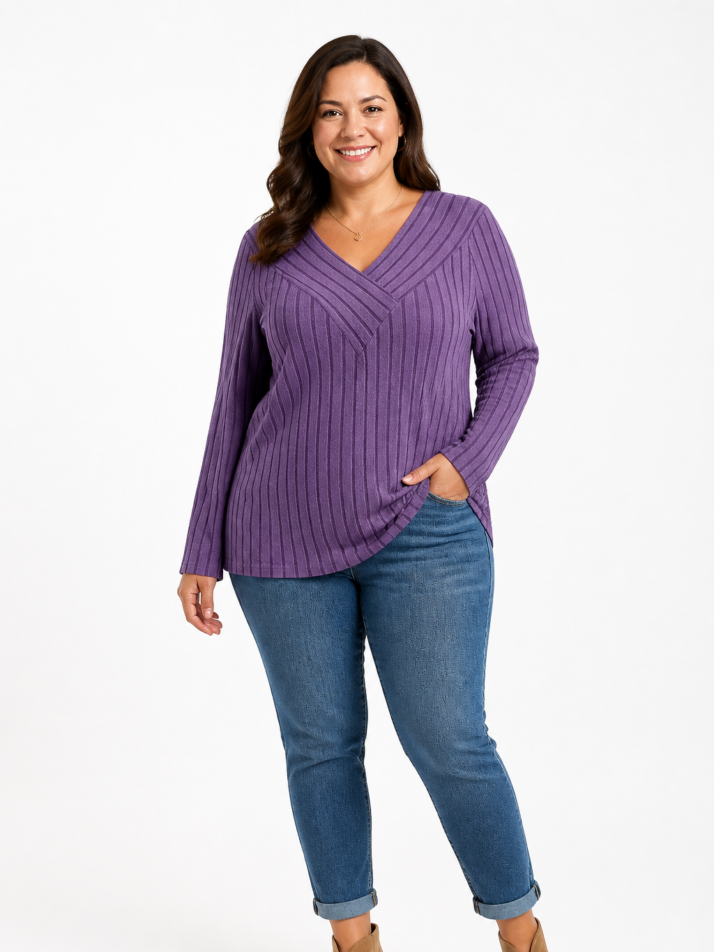 Women's Plus Size Relaxed Long Sleeve Casual Top