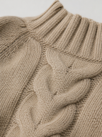Women's Vintage Cable Knit High Neck Sweater