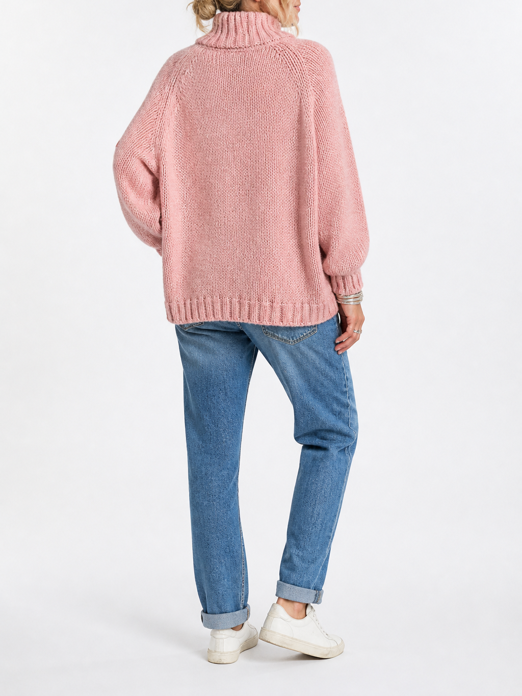 Women's Vintage Cable Knit High Neck Sweater