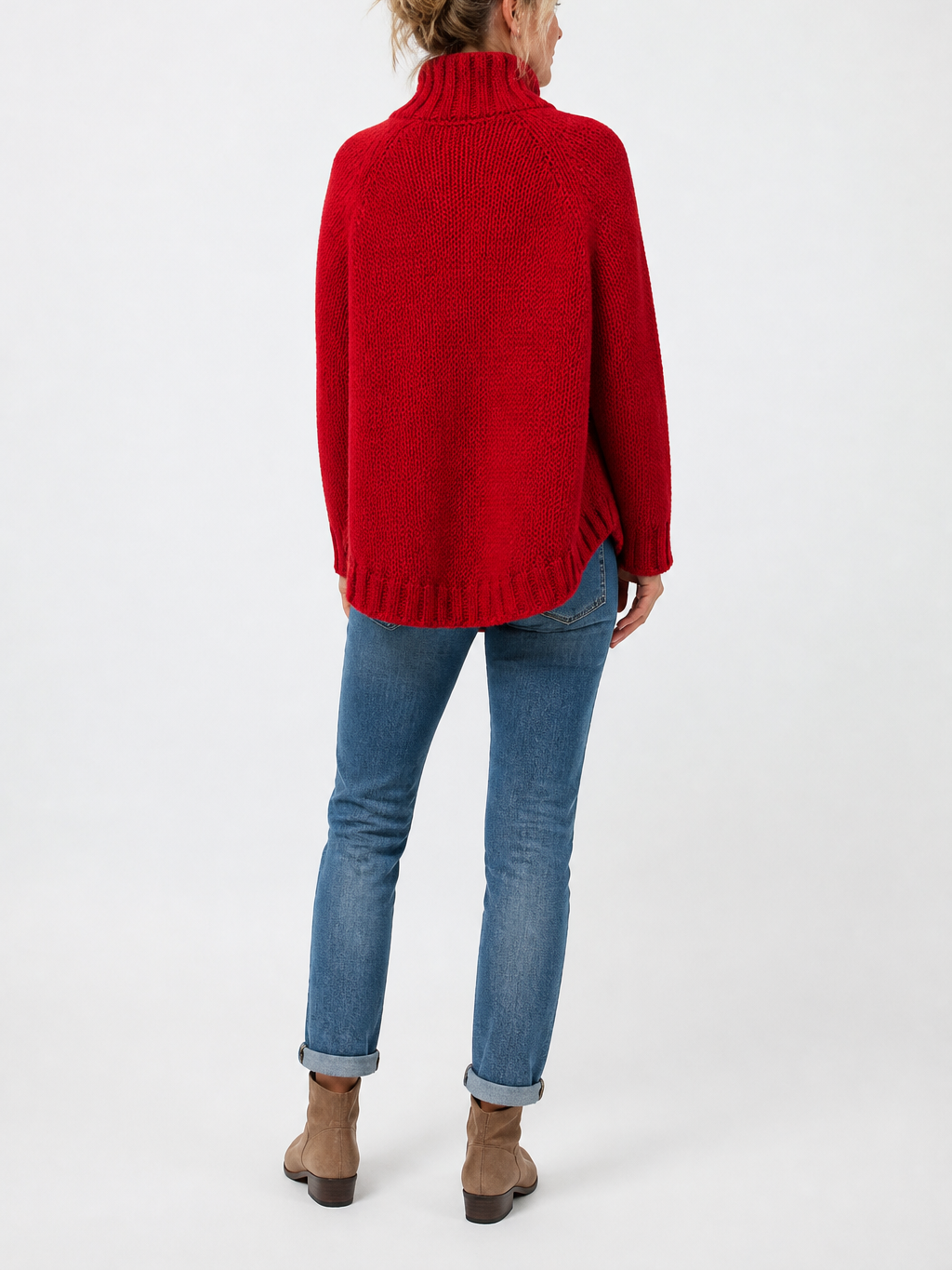 Women's Vintage Cable Knit High Neck Sweater