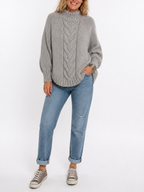 Women's Vintage Cable Knit High Neck Sweater