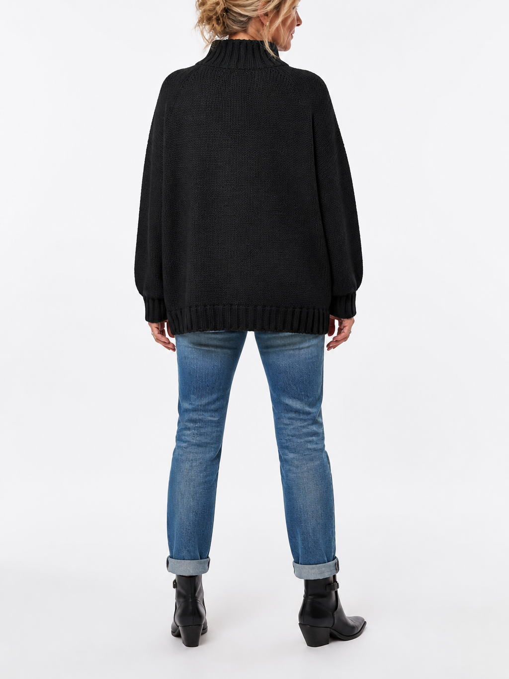 Women's Vintage Cable Knit High Neck Sweater