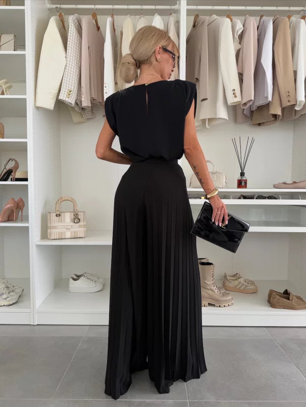 Sleeveless Top and Wide-Leg Pants Set
