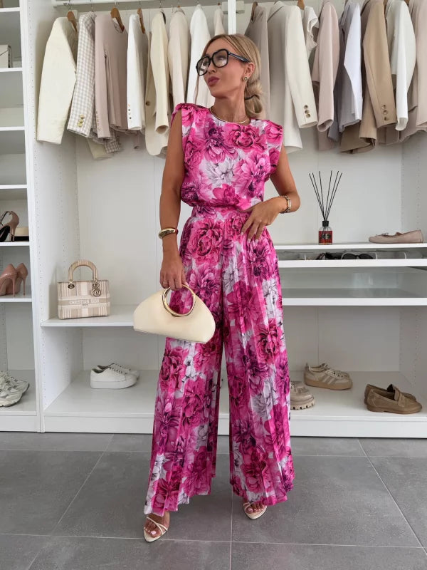 Sleeveless Top and Wide-Leg Pants Set