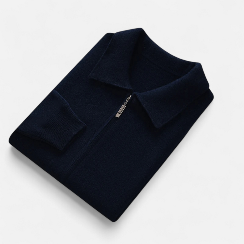 Maglione da uomo in lana e cashmere con zip, stile business
