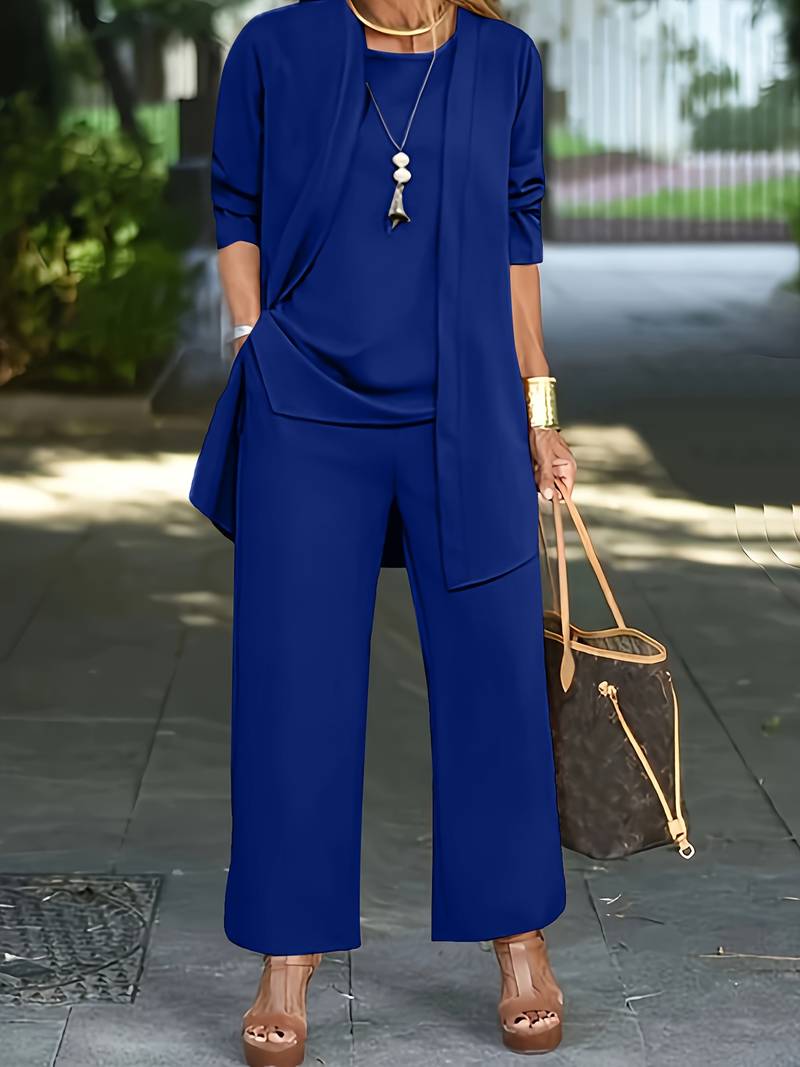Round Neck Long Sleeve Three-Piece Set