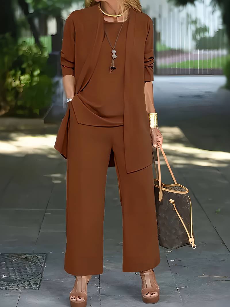 Round Neck Long Sleeve Three-Piece Set