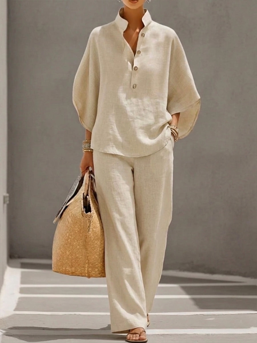 Batwing Top and Wide-Leg Pants Set