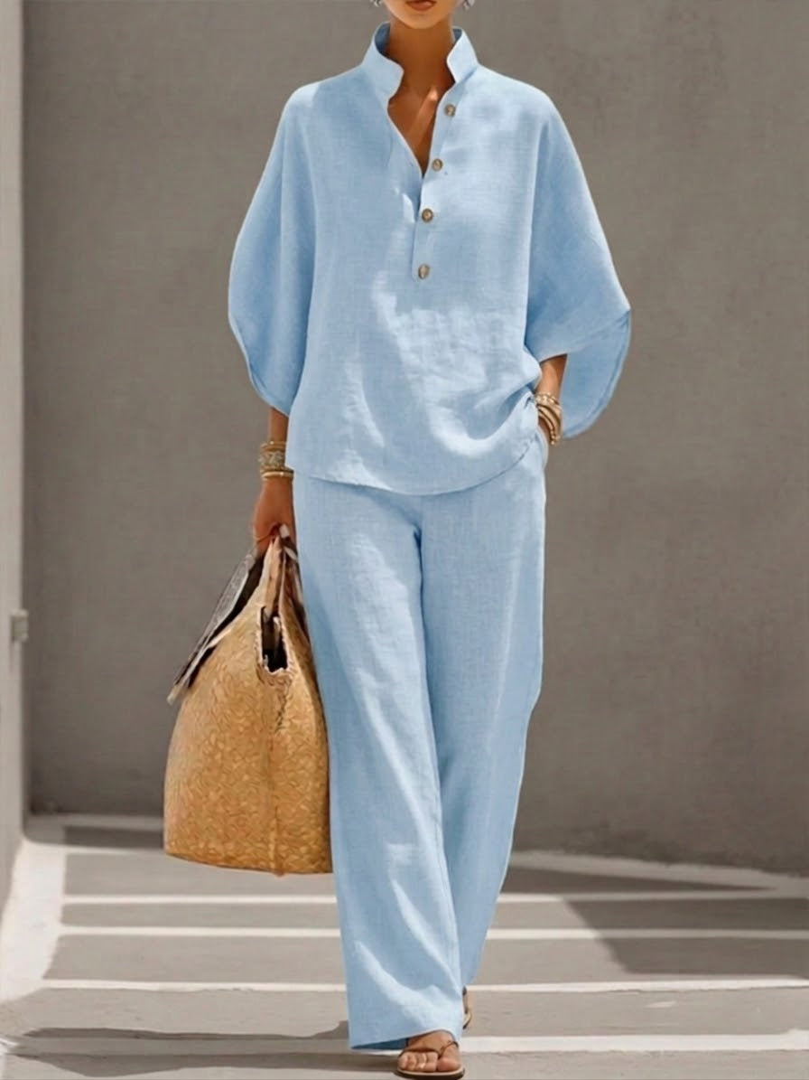 Batwing Top and Wide-Leg Pants Set