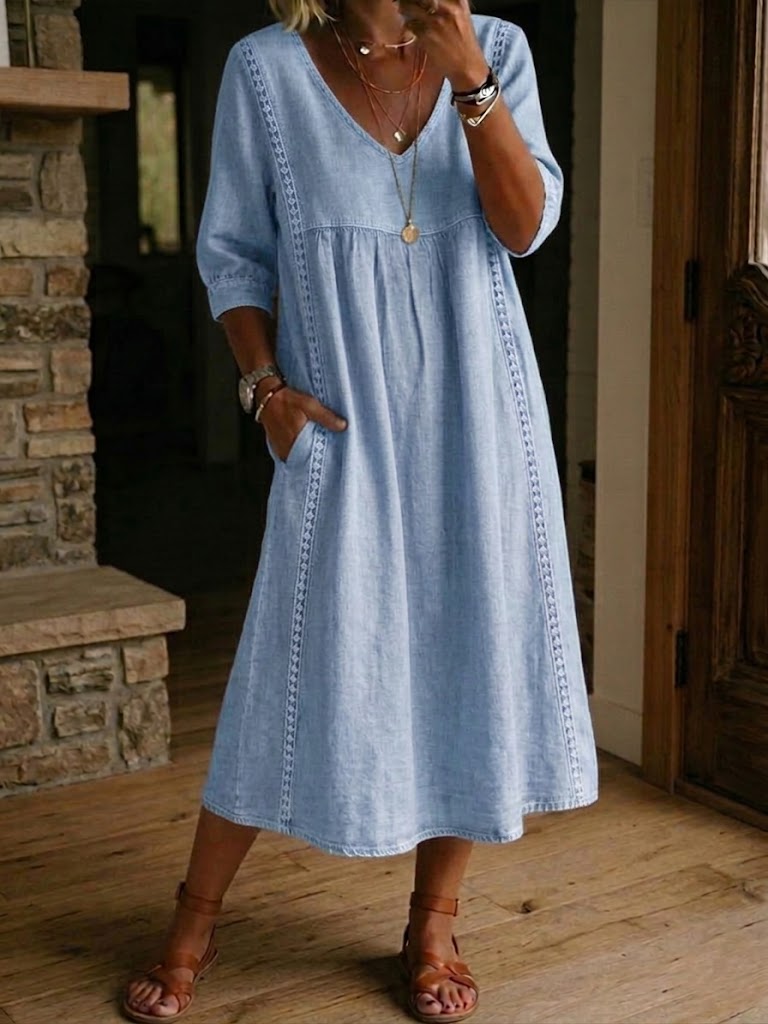 Vestido largo casual de retazos