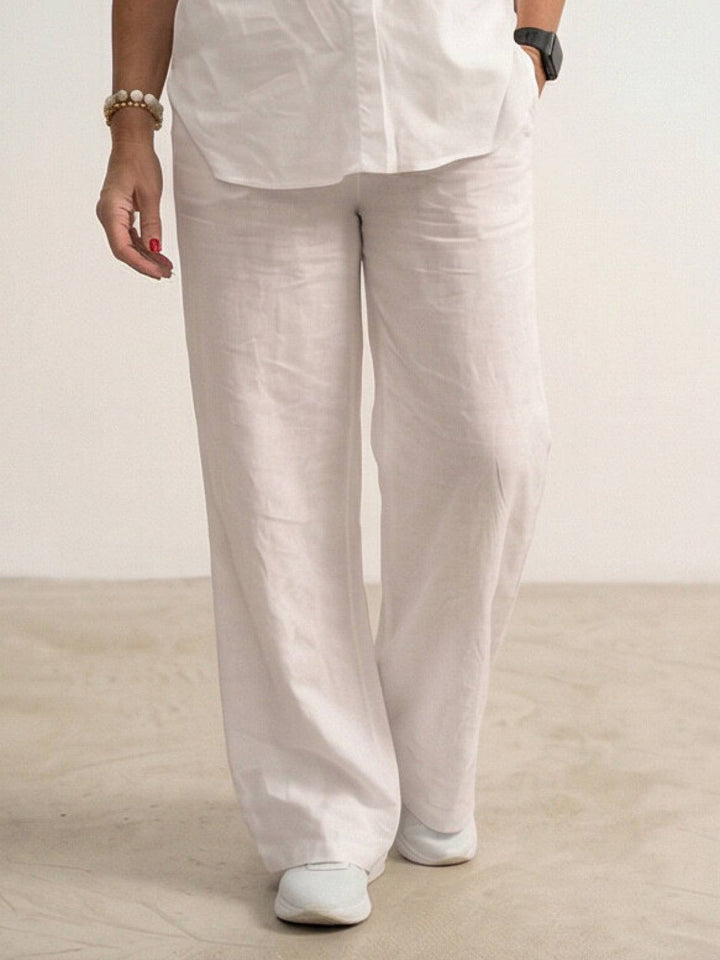 Conjunto de camisa abotonada y pantalones de pierna ancha