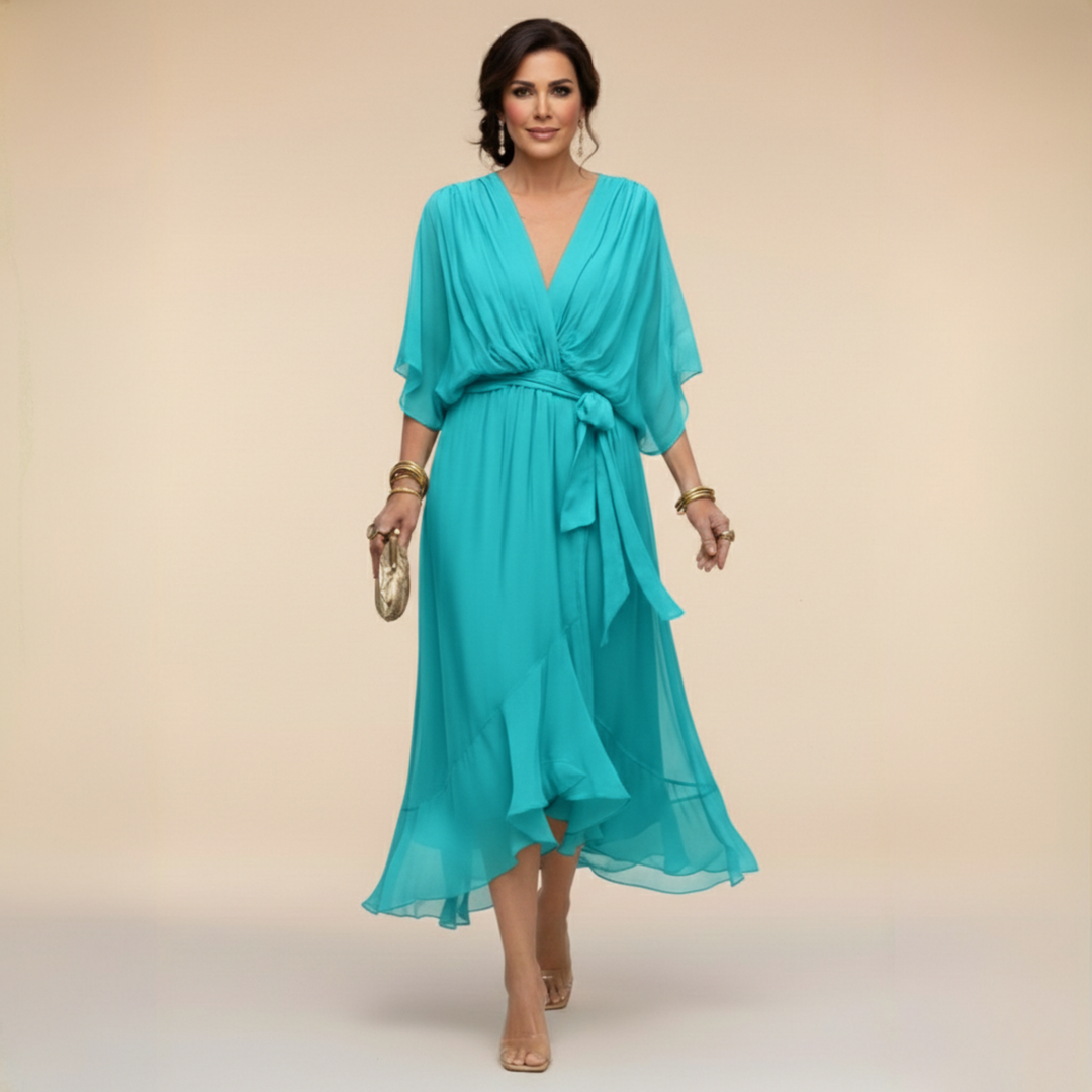 Vestido midi cruzado con escote en V