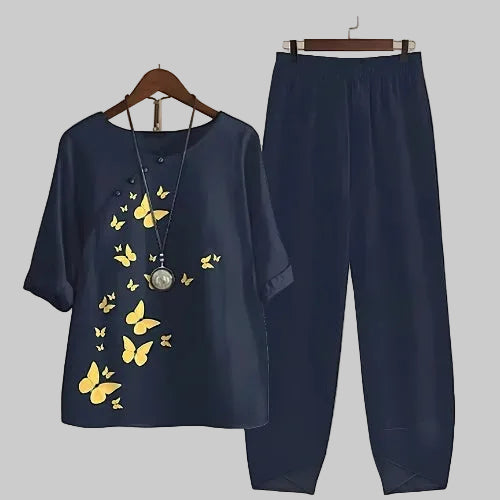 Conjunto de dos piezas con estampado de mariposas