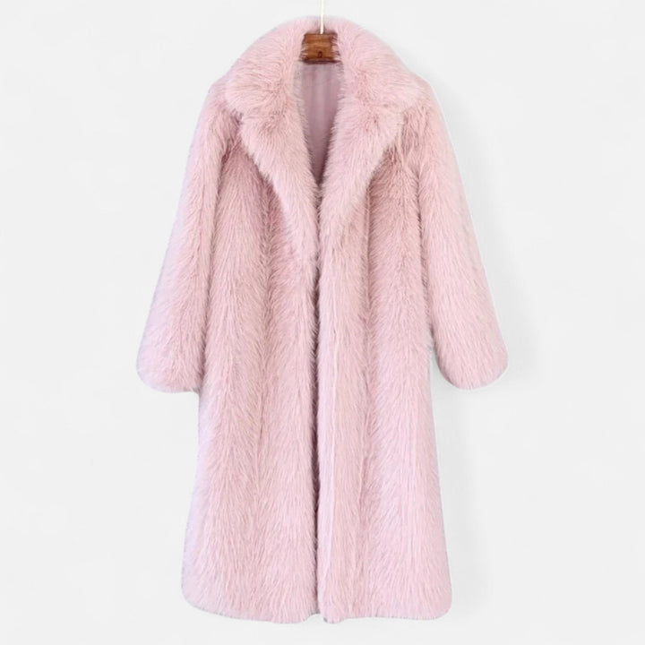 Women’s Versatile Warm Long Overcoat with Turn-Down Fur Collar