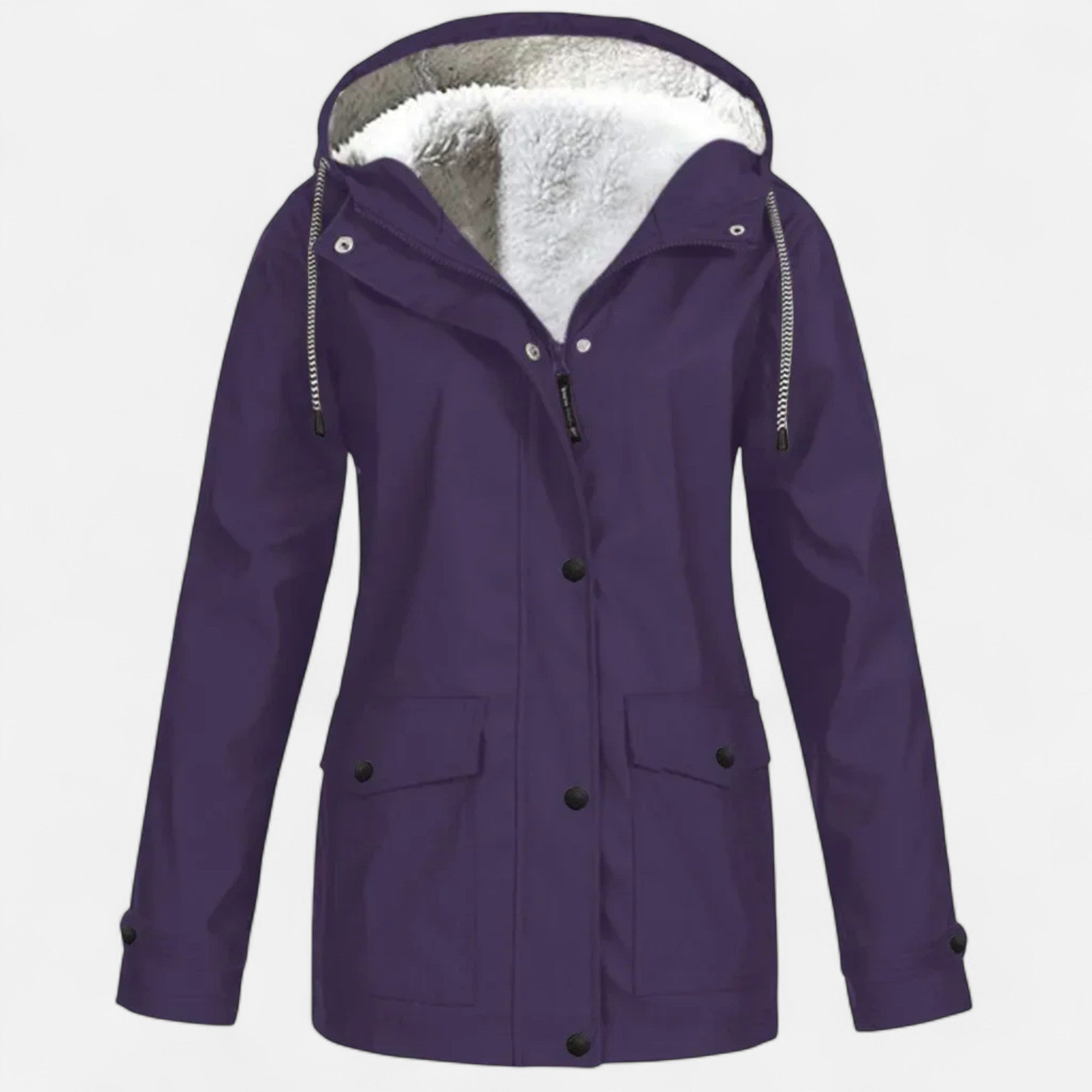 Women's Hooded Ski Coat in Plush Velvet Windproof