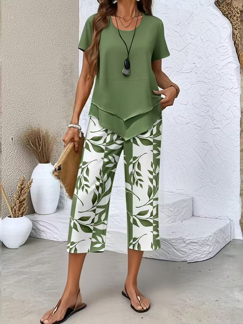 Leaf Print Two-Piece Set
