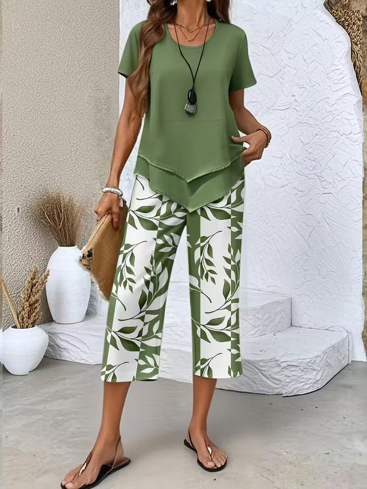 Leaf Print Two-Piece Set