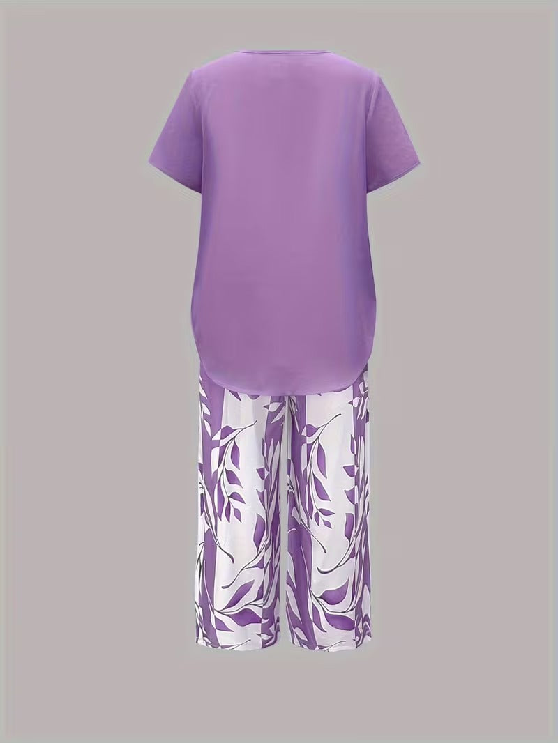 Leaf Print Two-Piece Set
