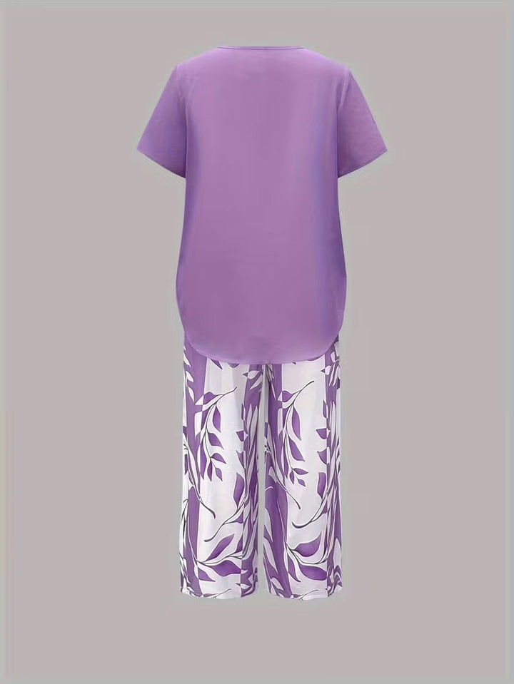 Leaf Print Two-Piece Set