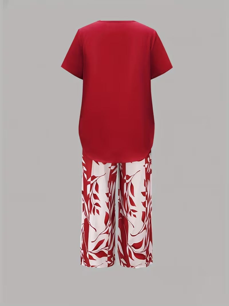 Leaf Print Two-Piece Set