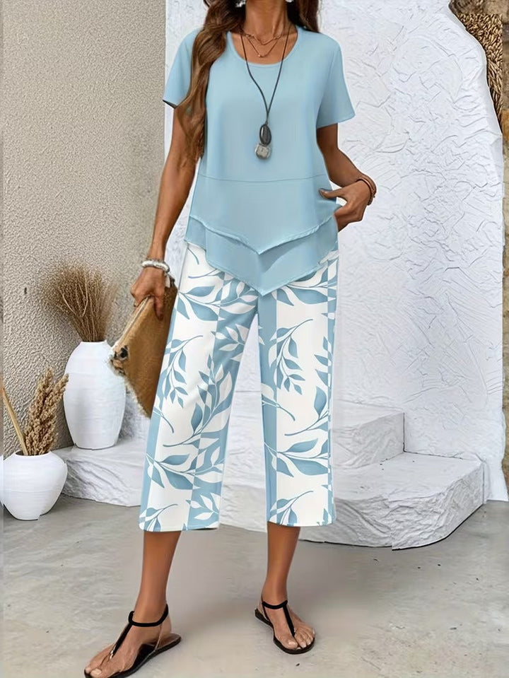 Leaf Print Two-Piece Set